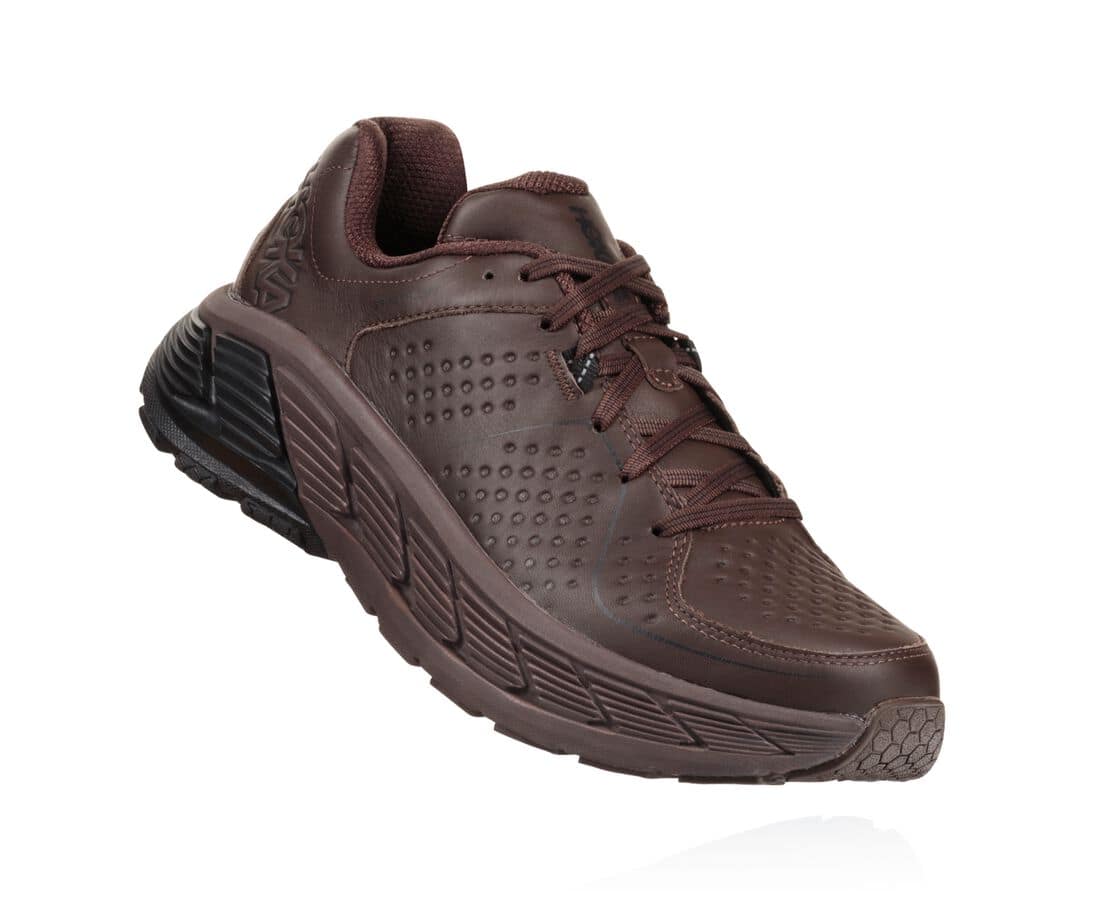 Pantofi De Mers Hoka One One Gaviota Piele Barbati - Cafe / Negrii | Romania CESG80653